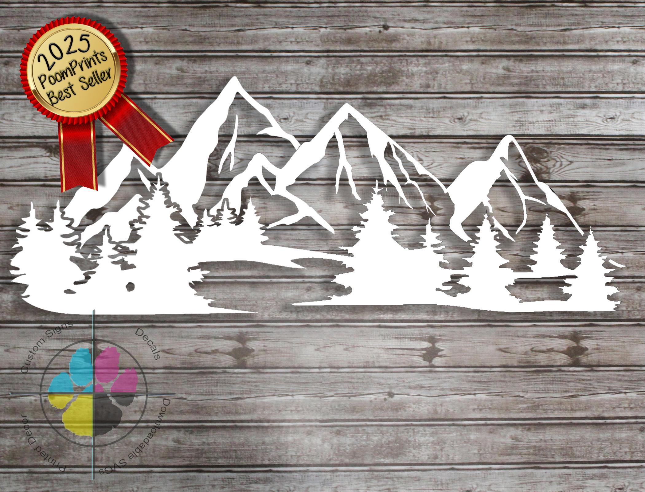 Mountains and Trees Window Sticker
