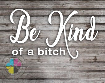 Be Kind (of a Bitch) Decal; sarcastic Bumper Sticker; Vulgar Sticker