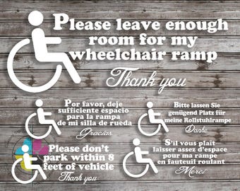 Sticker rampe pour fauteuil roulant : sticker pour parking accessible - Plusieurs couleurs et tailles