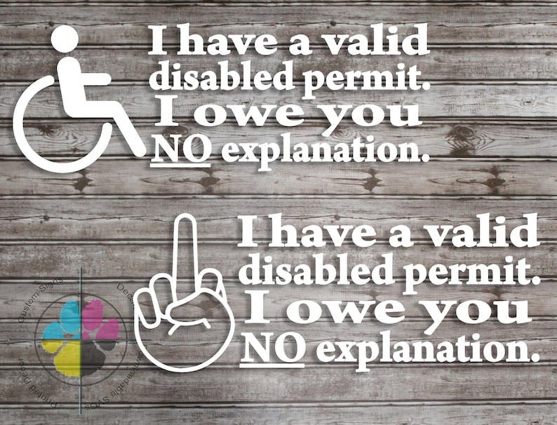Décalcomanie invisible pour personnes handicapées : pas d'explications ; Sticker pour voiture Droits des personnes handicapées image 1