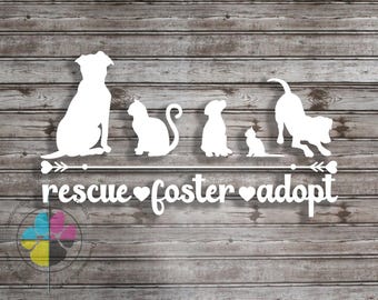 Rescue Foster Adopt Decal: Pet Car Sticker - Dogs & Cats