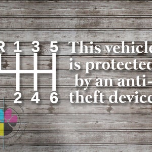 Manual Transmission Anti-Theft Decal: 6-Gear Stick Shift Sticker