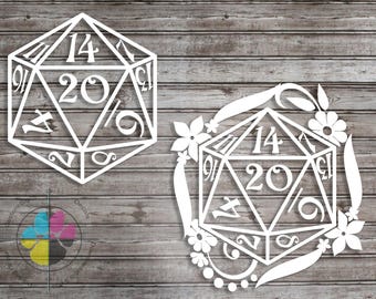 Floral Dice Decal: 20-Sided RPG Sticker