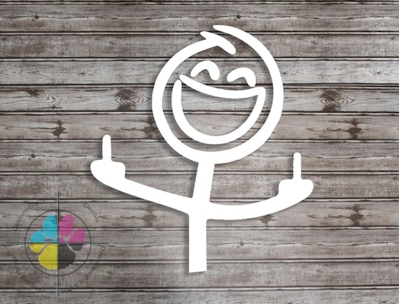 Middle Finger Stick Figure Decal - Vulgar Funny Decal