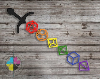 Rainbow Dice Sword Decal: RPG D&D Sticker