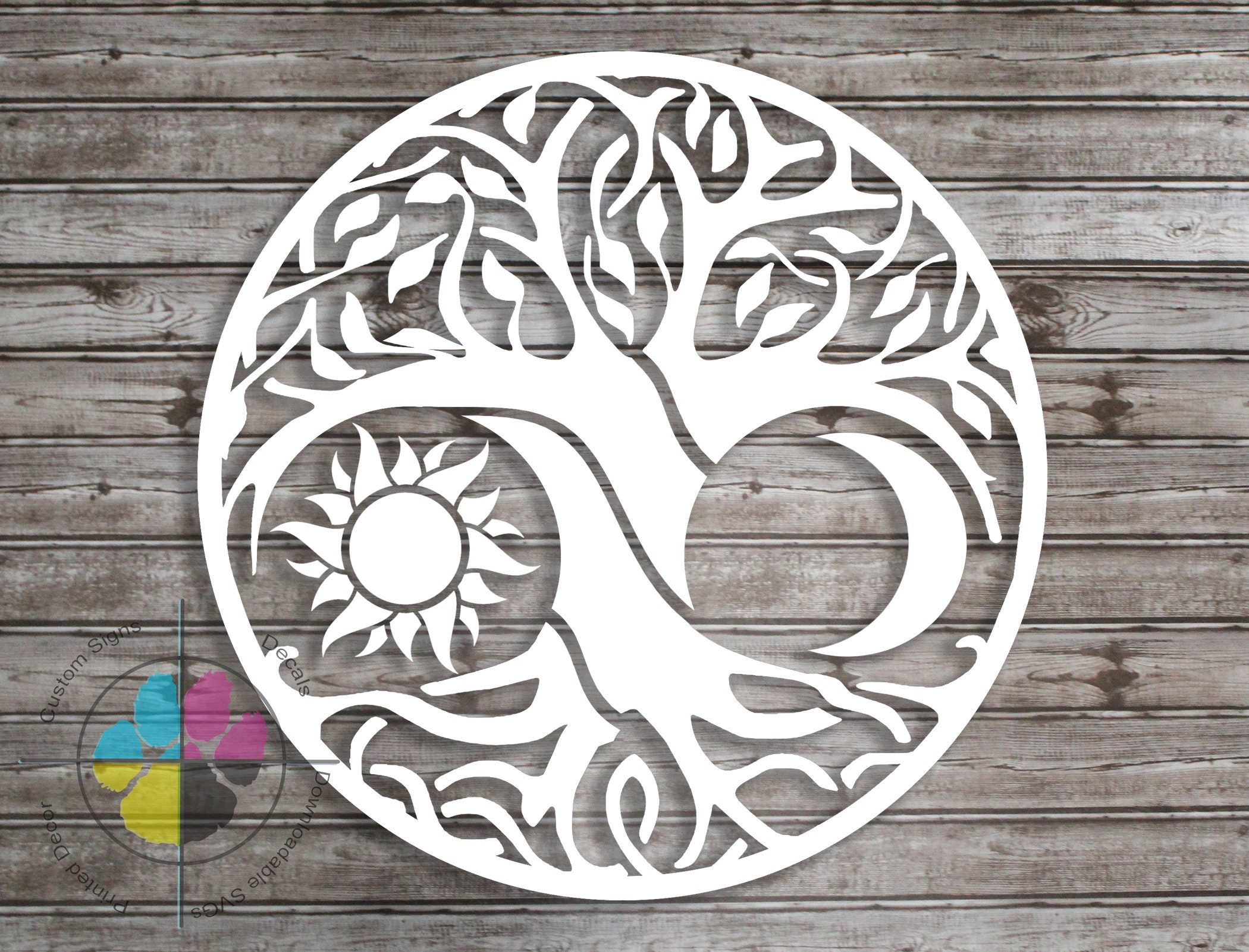 Tree of Life Decal: Sun & Moon Folklore Sticker