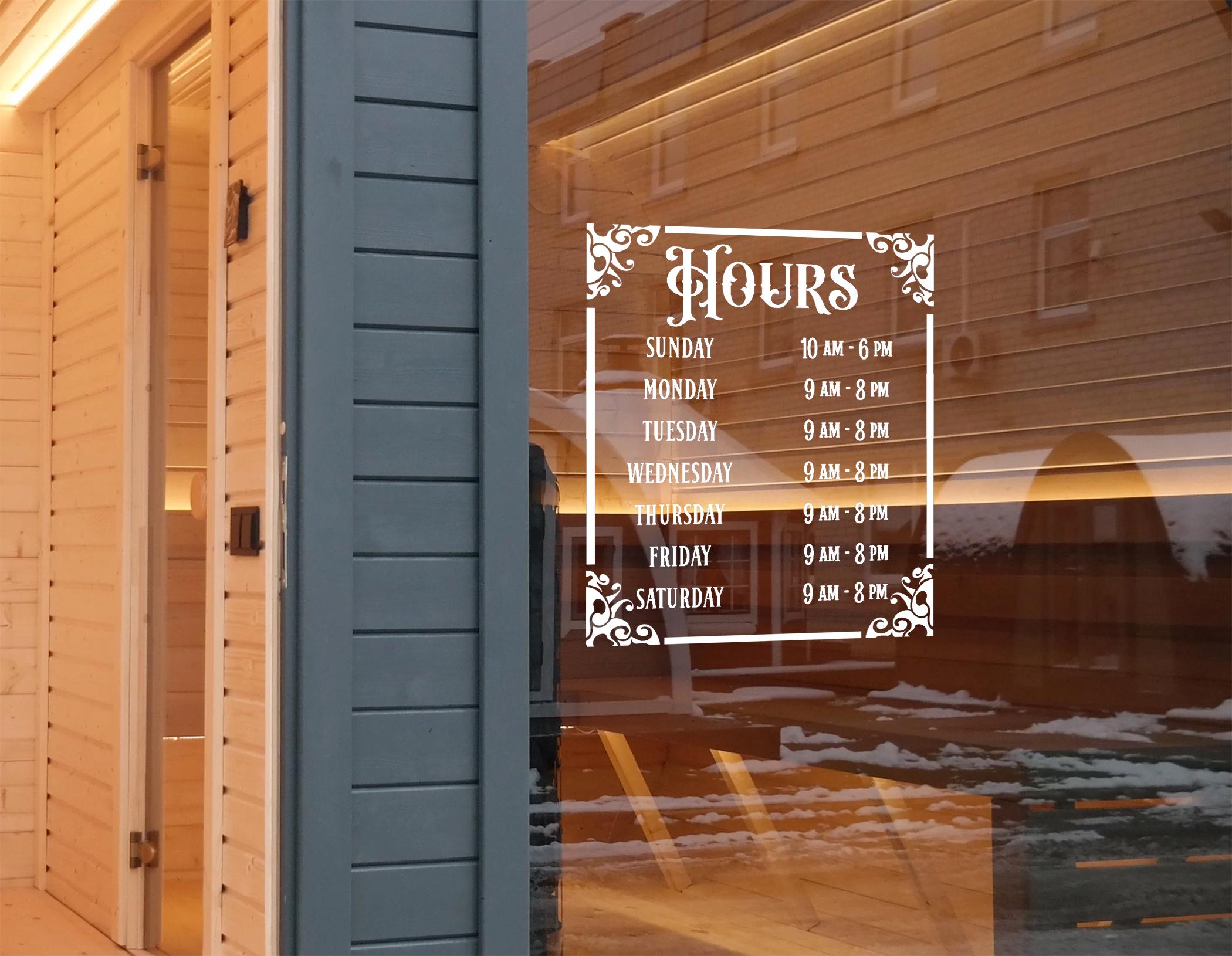 Hour Loop Storefront Storefront Open Hours Decal: Small Business Hours Sticker - Etsy