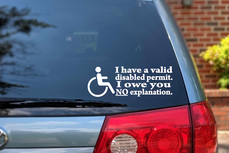 Décalcomanie invisible pour personnes handicapées : pas d'explications ; Sticker pour voiture Droits des personnes handicapées image 6