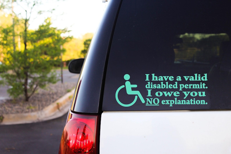 Décalcomanie invisible pour personnes handicapées : pas d'explications ; Sticker pour voiture Droits des personnes handicapées image 5