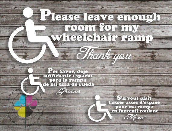 Sticker autocollant fauteuil roulant handicapé à bord accès