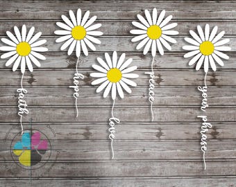 Calcomanía de margarita personalizable: Esperanza, amor, fe y paz