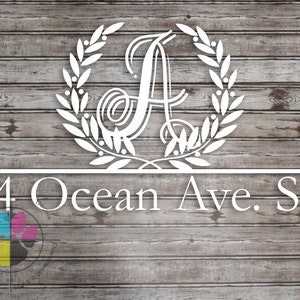 Monogram Mailbox Decal: Custom Address Sticker with Olive Branch