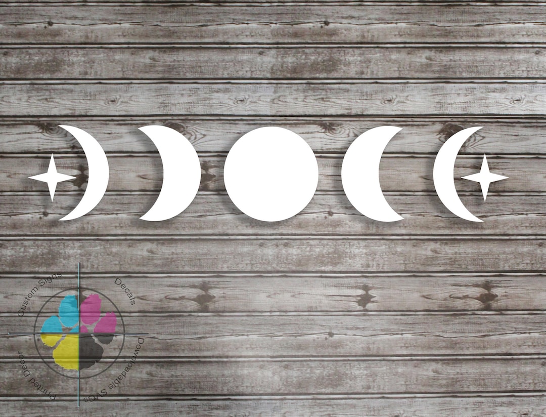 Moon Phase Decal Moon Bumper Sticker 5 Moons Sticker Moon Etsy