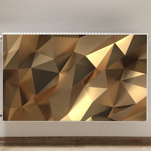 Radiator Cover For Home, Golden Abstract Magnetic Mats YellowPrinted Radiator, Shiny Heating Cover, Geometric, Aesthetic Decoration