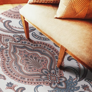 Orient Maharaja Rose Vinyl PVC Mat, Rug, Modern Home Decor, Geometric, Vinyl Floor Mat, Vinyl Rug, Vinyl Mat, Rugs For Living Room #20G