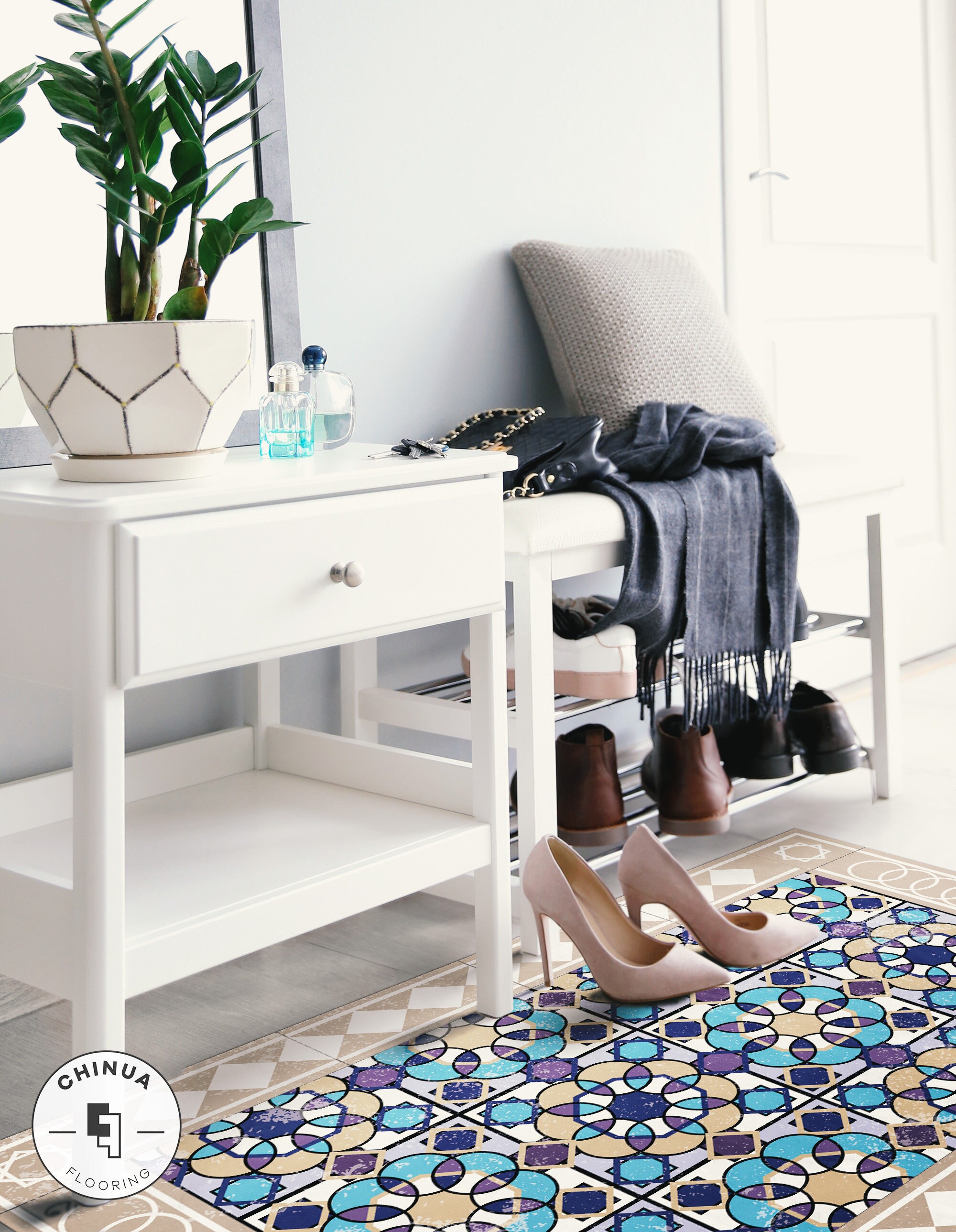 Sagrada Flower Vinyl PVC Mat, Nursery Rug, Portuguese Decor, PVC Rug, Vinyl Floor Mat, Vinyl Rug, Vinyl Mat, Vinyl Floor Tiles #9E