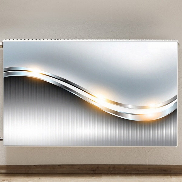 Radiator Cover For Home, Silver Wave Magnetic Mats Gray Magnet Mat, Yellow Heating Cover, Abstract Printed Magnet, Aesthetic Decoration