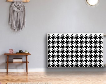 Heizkörperabdeckung für Zuhause, Magnetmatten mit Hahnentrittmuster, schwarze Magnetmatte, weißer Heizkörpermagnet, geometrische, ästhetische Dekoration