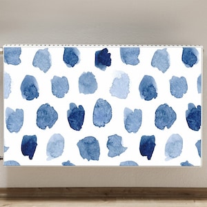 Radiator Cover For Home, Ink Dots Heating Cover, Blue Magnet Cover For The Radiator, White Magnet Mat, Geometric,, Aesthetic Decoration