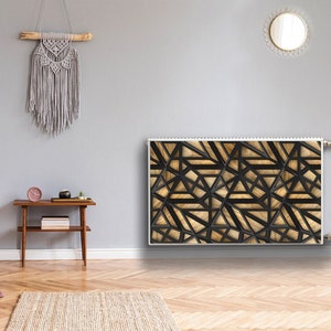 Radiator Cover For Home, Geometric Pattern Heating Cover, Black, Brown Magnet Mat, Elegant Printed Magnet, Aesthetic Decoration