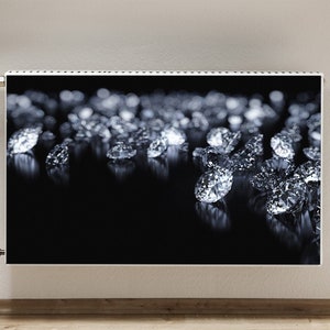 Radiator Cover For Home, Diamonds Heating Cover, Black Radiator Magnet, Silver, Elegant Printed Radiator, Aesthetic Decoration