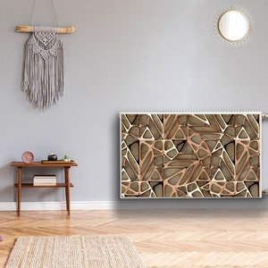 Radiator Cover For Home, Gold Lattice Radiator Magnet Cover, Bronze, Brown Printed Radiator, Geometric Magnet Mat,, Aesthetic Decoration