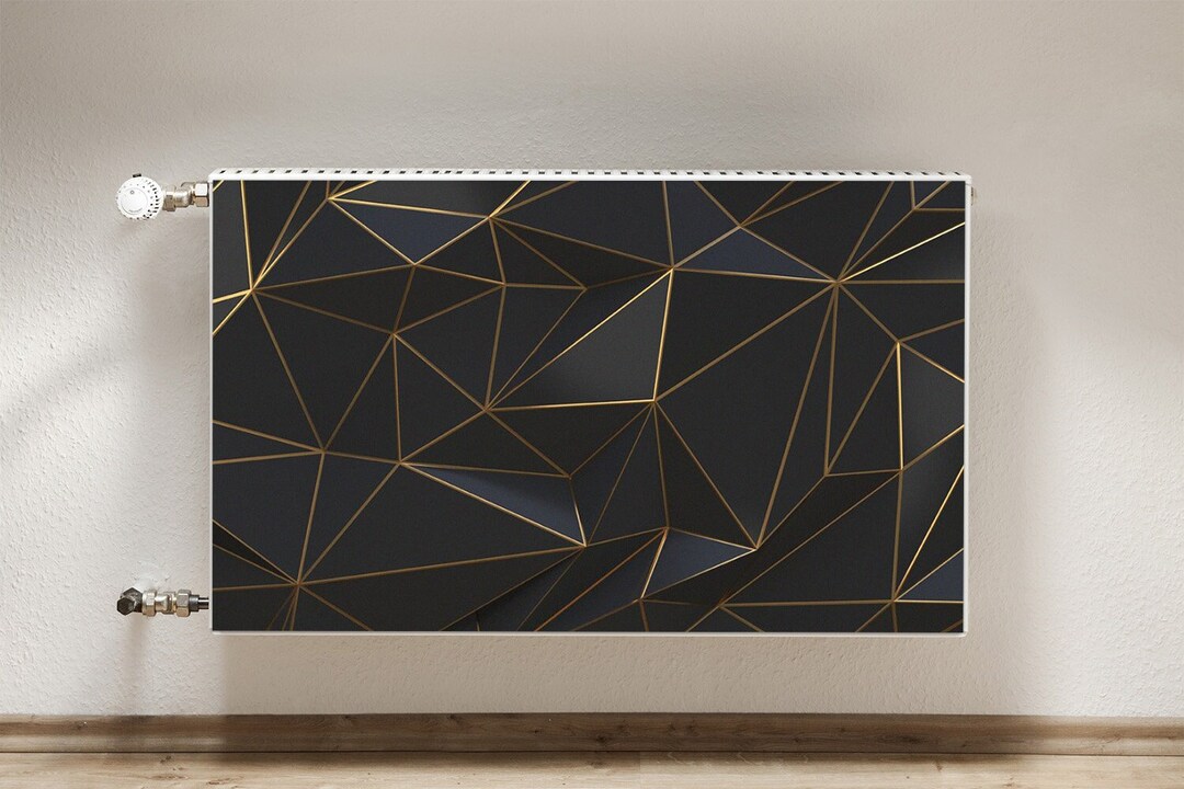 Radiator Cover for Home, Geometric Abstract Heating Cover, Black Magnet ...
