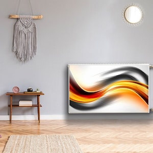 Radiator Cover For Home, Abstract Waves Heating Cover For Radiator, Yellow Printed Magnetic Mats Red Printed Magnet,