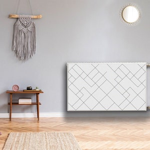Radiator Cover For Home, Diagonal Thin Lines Heating Cover For Radiator, Gray Magnet Mat, Beige Radiator Magnet, Geometric
