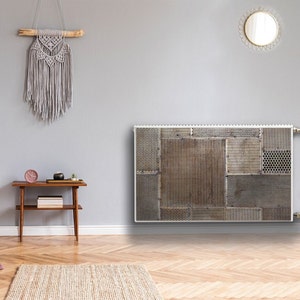 Radiator Cover For Home, Grunge Metal Pattern Heating Cover, Bronze Magnet Cover For The Radiator, Beige Magnet Mat, Abstract