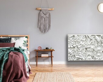 Heizkörperabdeckung für Zuhause, Blättermuster, magnetische Matten, weiße Heizabdeckung, Perlenmarmor-Magnetmatte, ästhetische Dekoration