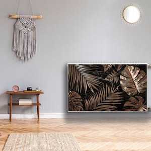 Radiator Cover For Home, Golden Leaves Printed Magnet, Bronze Printed Magnetic Mats Black Magnet Mat, Elegant, Aesthetic Decoration