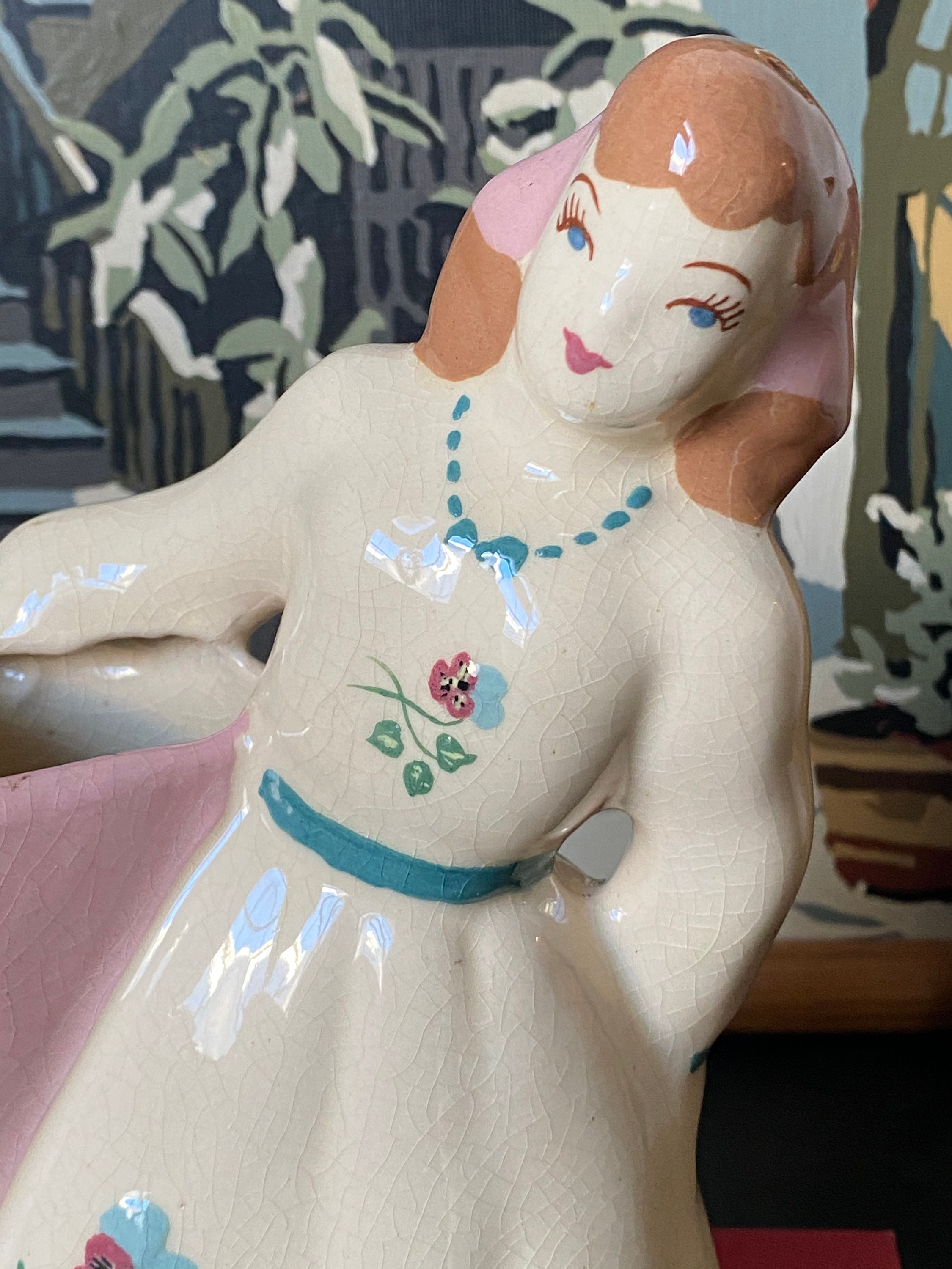 Vintage Lady with Basket Flowers Planter Figurines Planters Etsy