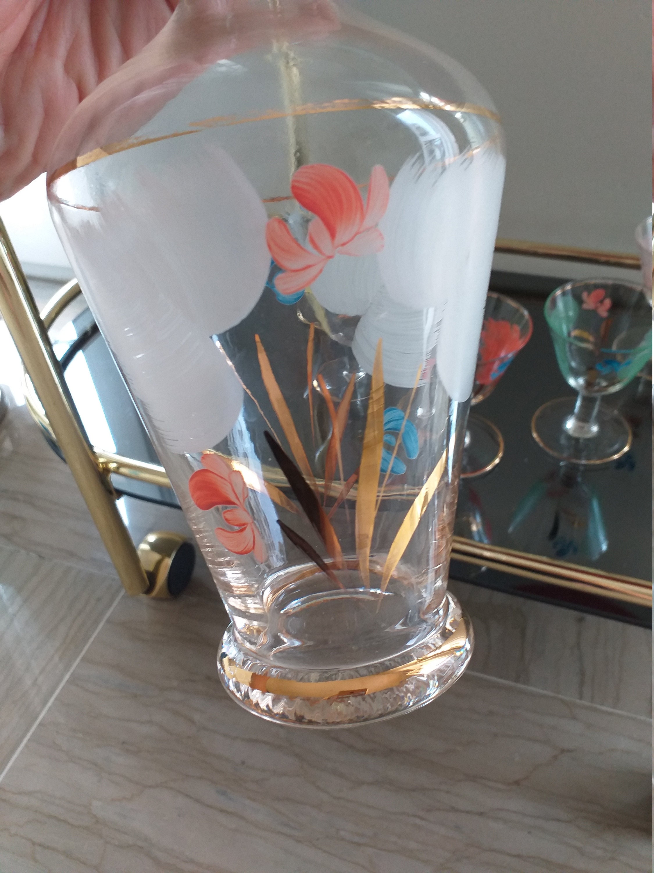 Set da punch o da caffè con caraffa e tazzine in vetro di Murano, attribuito a Venini | Grand