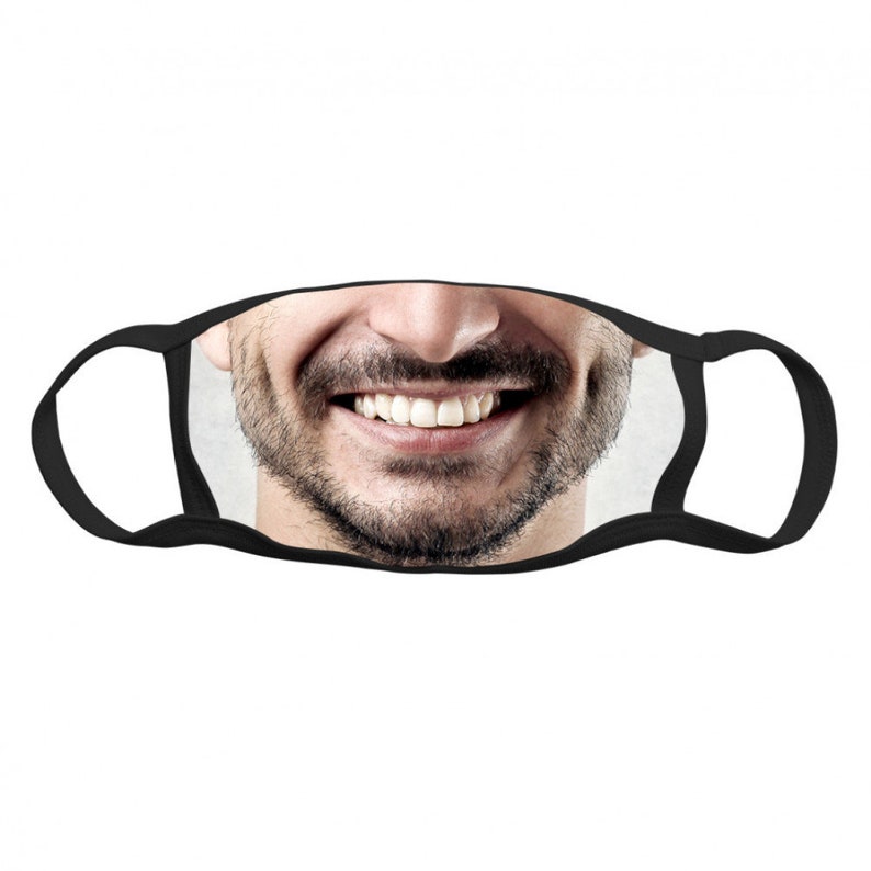 Smiling Man Face Mask Cool Design Reusable Washable 100 Etsy