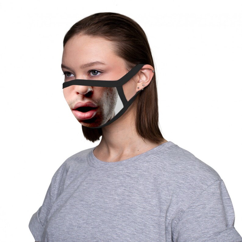 Surprised Man Funny Face Mask Cool Design Reusable Etsy