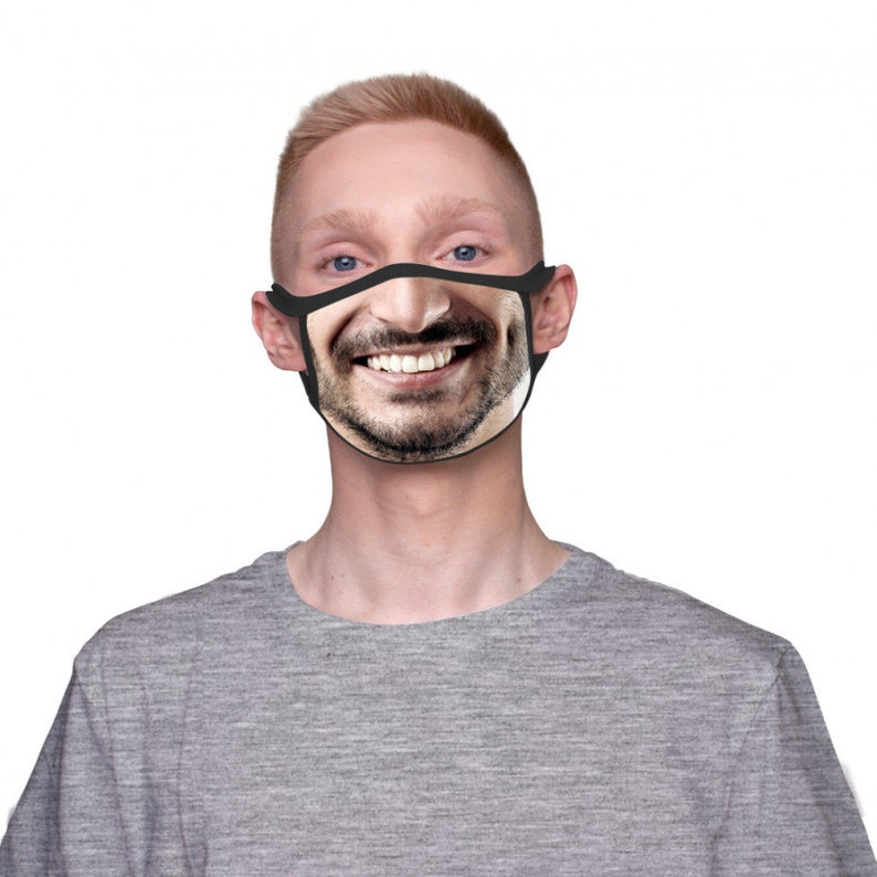 Smiling Man Face Mask Cool Design Reusable Washable 100 Etsy