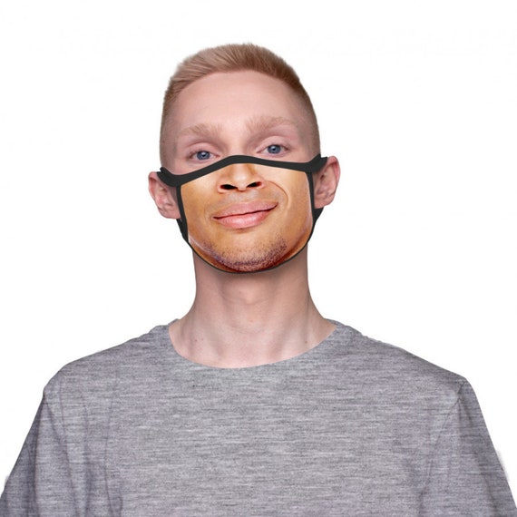 Smiling Man Face Mask Cool Print Mask Reusable Washable Etsy
