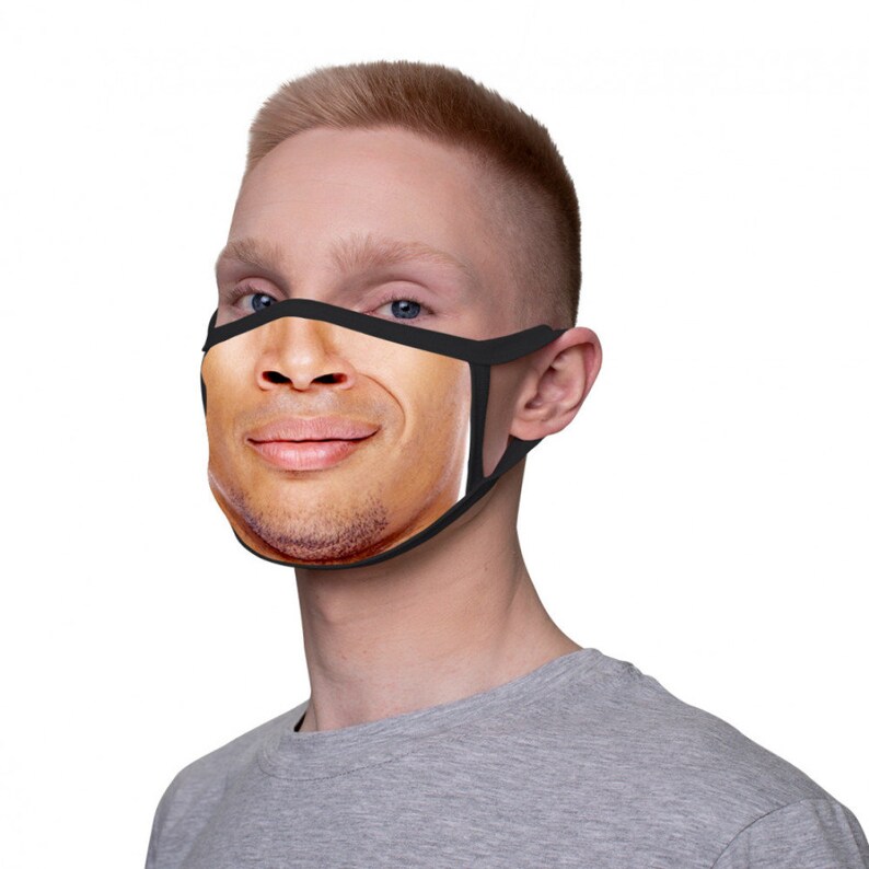 Smiling Man Face Mask Cool Print Mask Reusable Washable Etsy