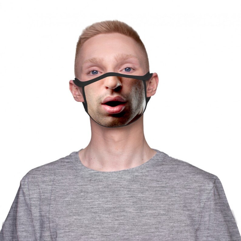 Surprised Man Funny Face Mask Cool Design Reusable Etsy