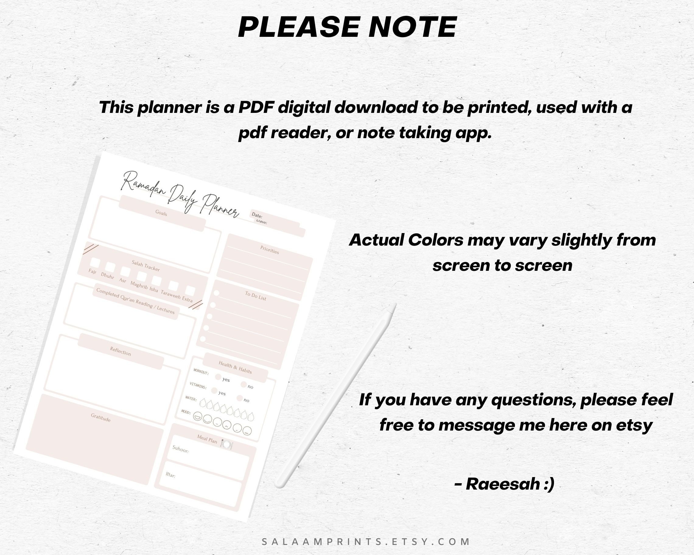 Ramadan Planner PDF Ramadan Daily Planner Printable Etsy