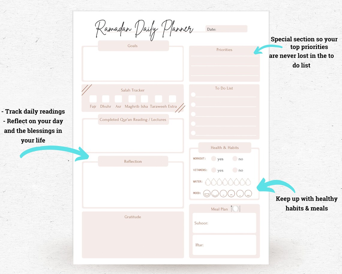 Ramadan Planner PDF Ramadan Daily Planner Printable Etsy Nederland