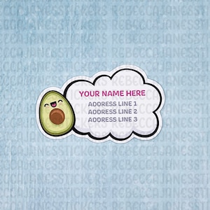 Cute Avocado Return Address Label sticker flakes