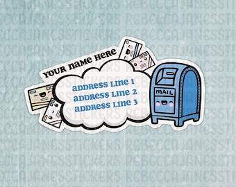 Cute Mailbox and Mail Return Address Label sticker flakes