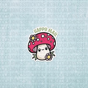 Cute Mushroom Happy Mail Sticker Flakes