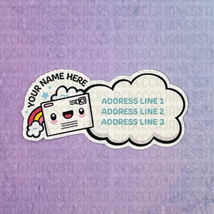 Cute Happy Envelope with Rainbow Return Address Label sticker flakes