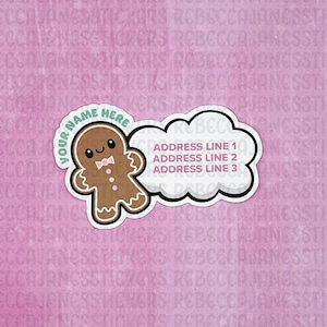 Cute Holiday Gingerbread Return Address Label sticker flakes