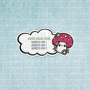 Cute Mushroom Return Address Label sticker flakes
