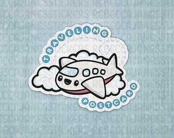 Cute Plane Traveling Postcard Sticker Flakes