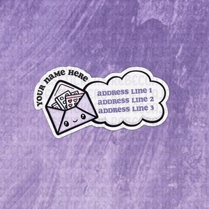 Cute Purple Envelope Return Address Label sticker flakes